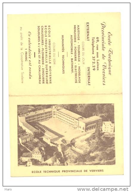 VERVIERS - Calendrier De 1961 Avec Vue Aérienne De L'Ecole Technique Provinciale - Petit Format : 1961-70