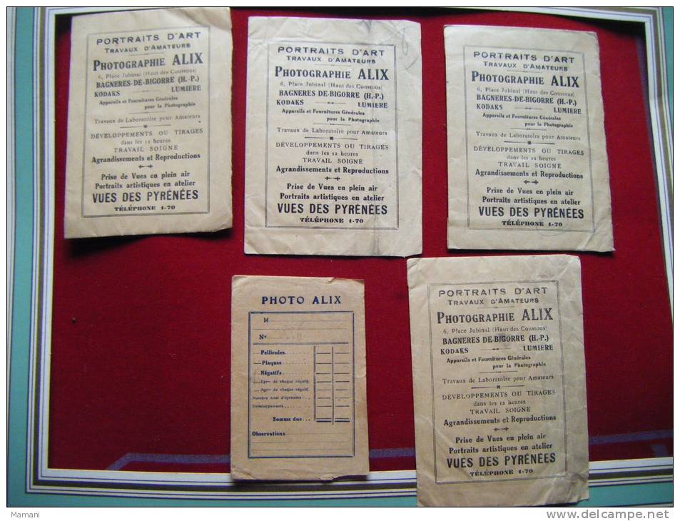 Pochettes Photos -photographie Alix A Bagneres De Bigorre-pub Kodak Lumiere - Autres & Non Classés