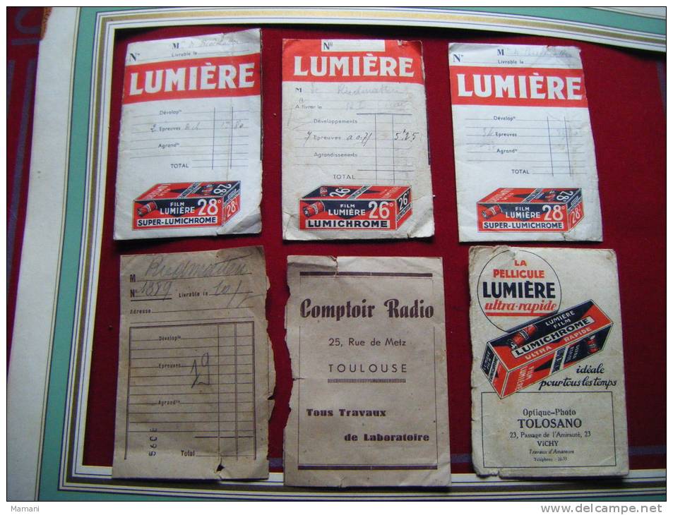 Pub Film Lumiere 26°  Super Mumichrome 28° -papier Luxor Lumiere-comptoir Radio Toulouse-tolosano A Vichy - Autres & Non Classés