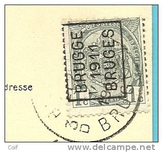 81 Met Preo N° 1604 - A - BRUGGE 1911 BRUGES , Afgestempeld Met Cirkelstempel BRUGGE 3 - Roulettes 1910-19