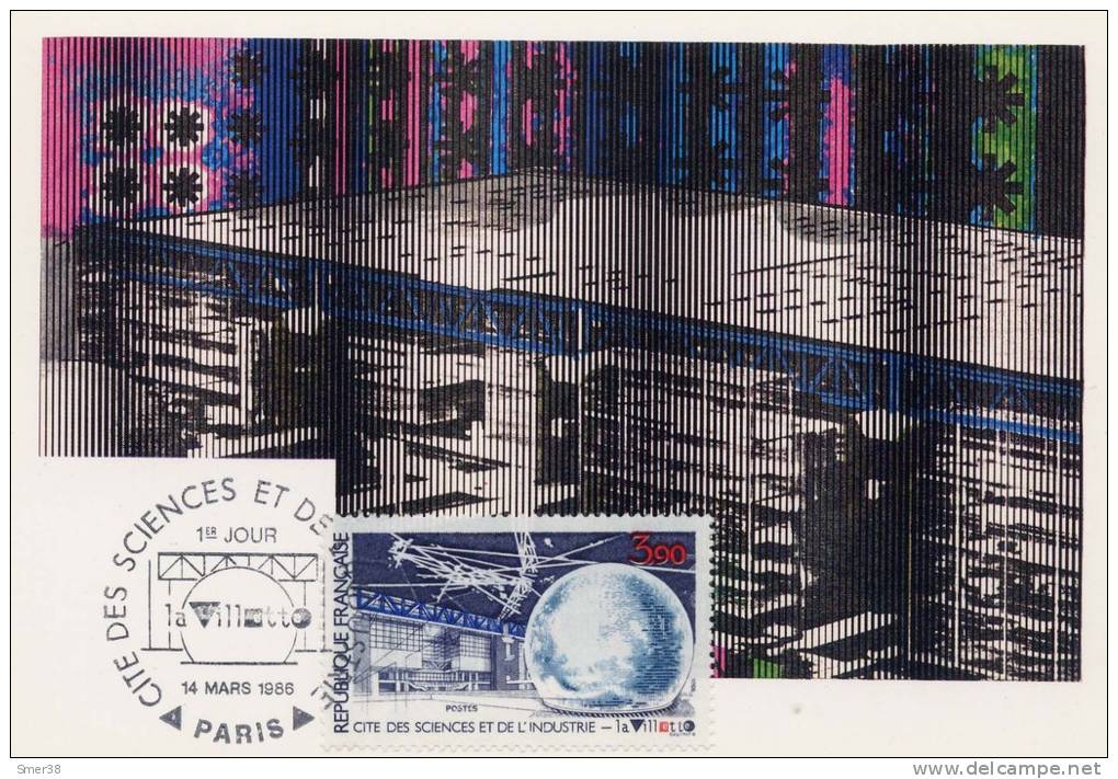 CARTE POSTALE 1er JOUR 1986 - Cite Des Sciences Et De L'industrie - Documents Of Postal Services