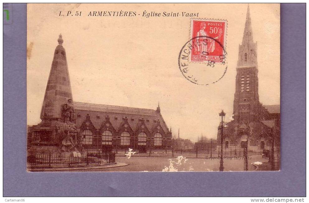 59 - Armentières - Eglise Saint Vaast - Editeur: L.P N° 51 - Armentieres