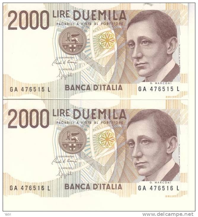 2.000 Lire Numeri Consecutivi Fior Di Stampa - 2000 Lire