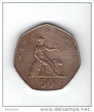 Grande Bretagne: New 50 Pence, Elizabeth II, 1977, Nickel (11-1978) - 50 Pence