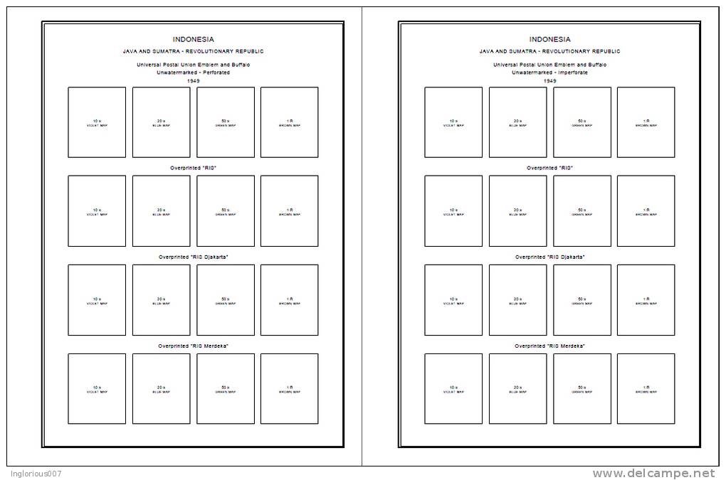 INDONESIA STAMP ALBUM PAGES 1945-2011 (533 pages)