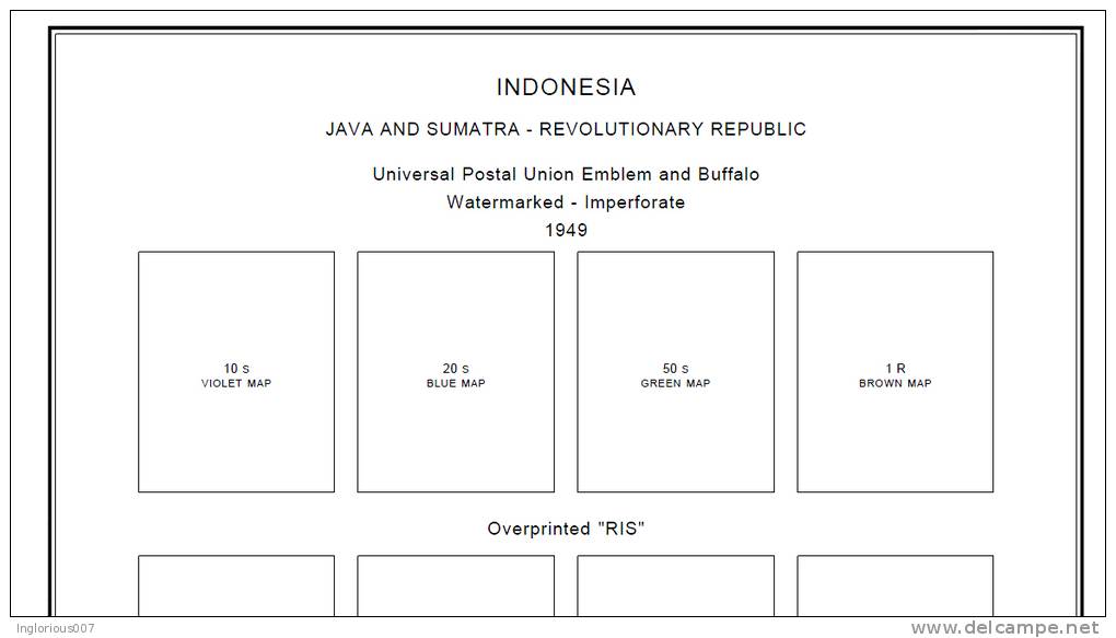 INDONESIA STAMP ALBUM PAGES 1945-2011 (533 pages)
