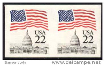 US #2115e Mint Never Hinged 22c Flag Over Capitol Imperf Pair From 1985 - Variétés, Erreurs & Curiosités