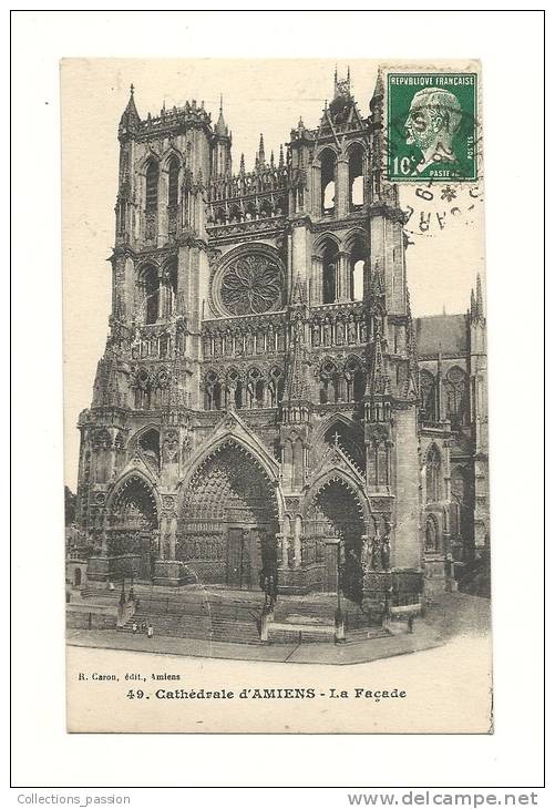 Cp, 80, Amiens, La Cathédrale, La Façade, Voyagée 1924 - Amiens