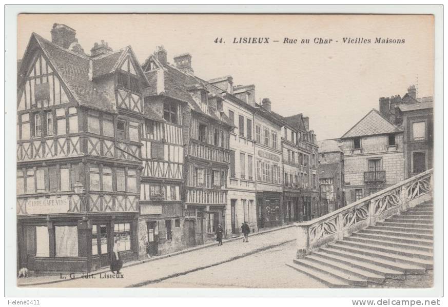 CPA LISIEUX - RUE AU CHAR - VIEILLES MAISONS - Lisieux