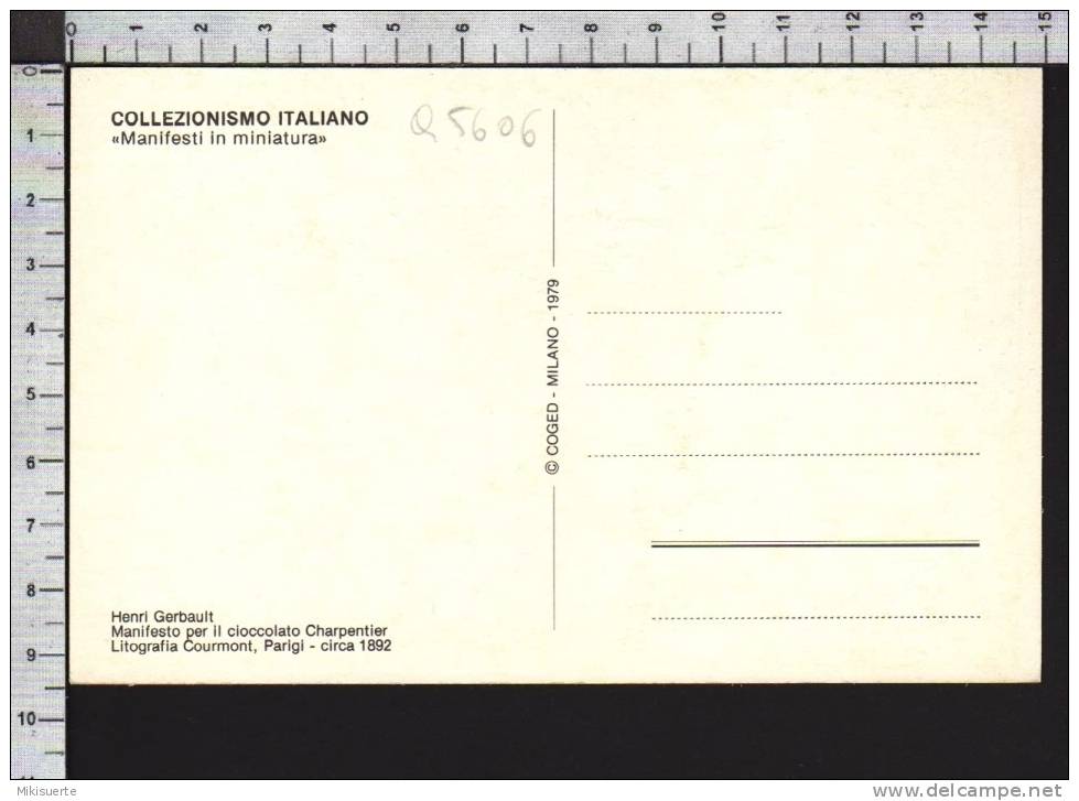 Q5606 PUBBLICITA' CHOCOLAT CHARPENTIER CIOCCOLATO HENRI GERBAULT RIPRODUZIONE DA MANIFESTO FP - Advertising