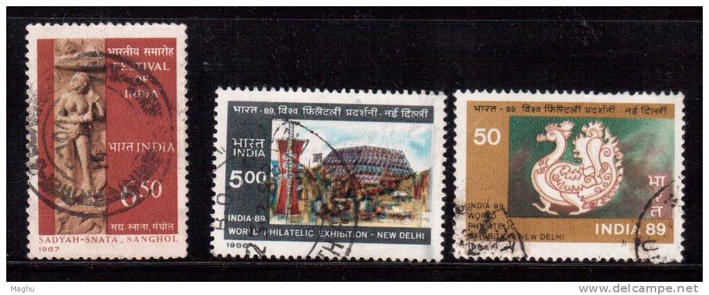 India Used 1987, Exhibition 89 Set &  Festival Of India - Used Stamps