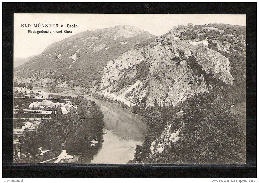 TOP!! BAD MÜNSTER AM STEIN * RHEINGRAFENSTEIN UND GANS * 1908 **!! - Bad Muenster A. Stein - Ebernburg