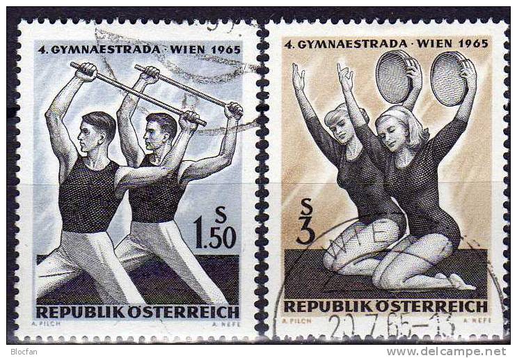 Gymnaestrada Sport Wien 1965 Österreich 1190/1 O 1€ Turner Mit Stab Und Tamburin Gymnastic Olympic Set Of Austria - Gymnastics