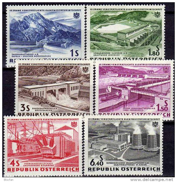 Dampf-Kraftwerk Und Elektrifizierung 1962 Österreich 1103/8 ** 4€ Kraftwerke Speicher Umspannwerk Work Set Of Austria - Elektriciteit