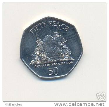 50p Coin Gibraltar "Capture - Gibraltar" 2009 Ships - Gibraltar