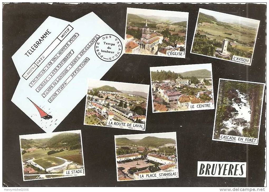 Vosges - Bruyères ,multi Vues Telegramme Ed Sofer - Bruyeres