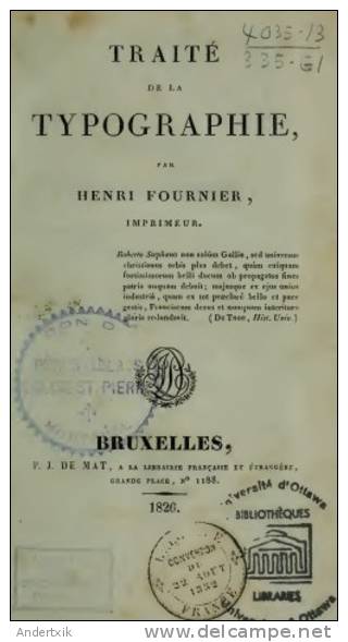 EBook: "Traite De La Thypografíe" Par Henri Fournier - Pratique