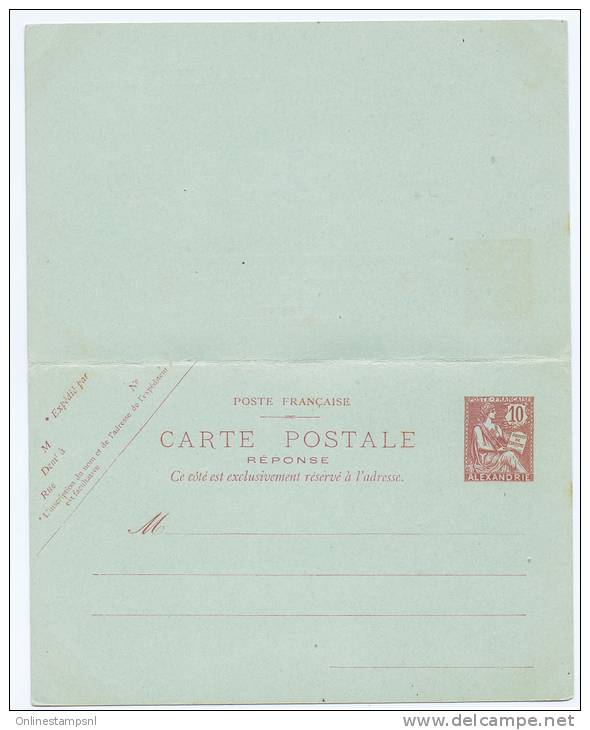 Alexandrie Carte Postale Avec Réponse, Michel P4-b  , Neuf - Covers & Documents