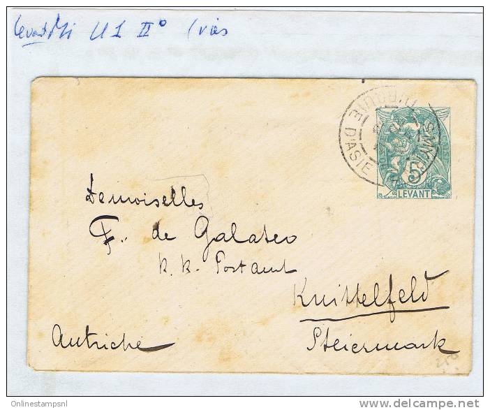 Levant  Enveloppe , Michel U1 II, Smyrne -&gt; Steiermark / Ruitellelfeld (?) Autriche  Österreich - Storia Postale