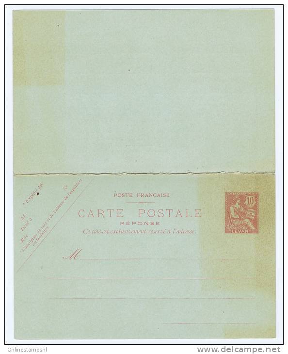 Levant Carte Postale Avec Réponse, Michel P2, Légère Décoloration, Neuf - Lettres & Documents