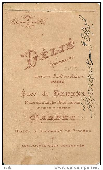 - PHOTO Studio DELIE à TARBES - Portrait  1904 Environ -format Carte De Visite - Unclassified