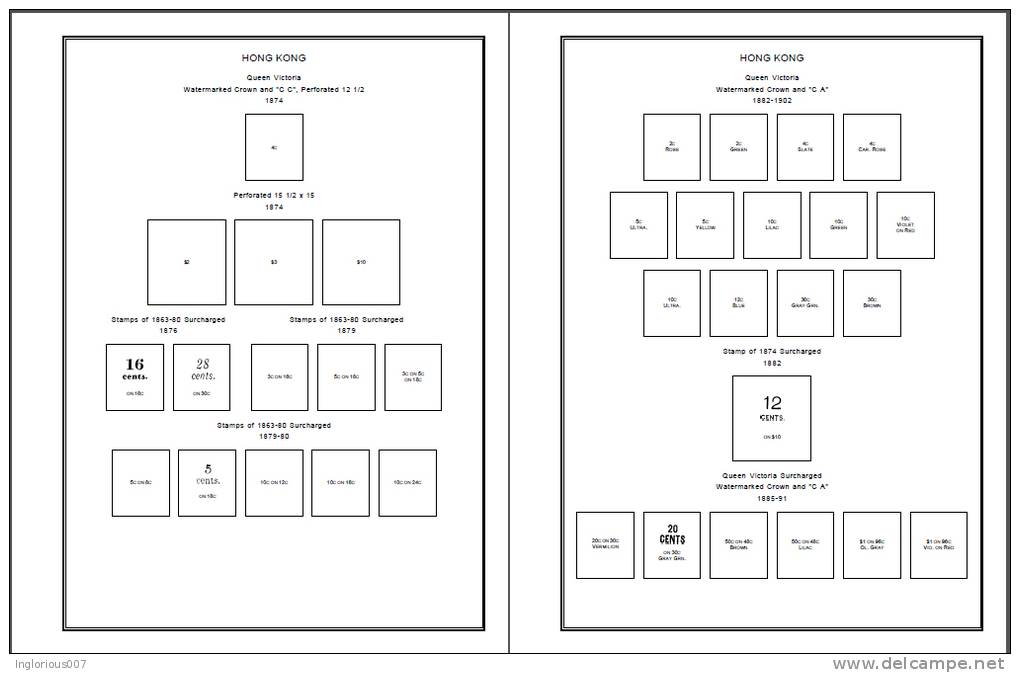 HONG KONG STAMP ALBUM PAGES 1862-2011 (289 Pages) - Anglais