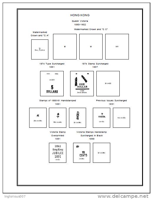 HONG KONG STAMP ALBUM PAGES 1862-2011 (289 Pages) - Inglese