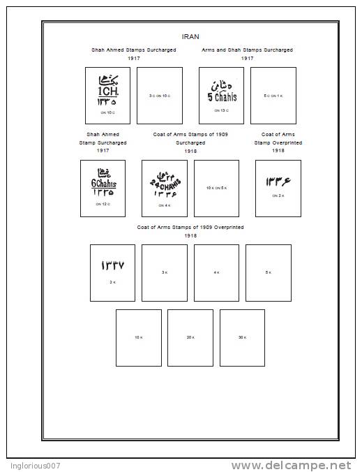 IRAN STAMP ALBUM PAGES 1868-2011 (321 Pages) - Inglese