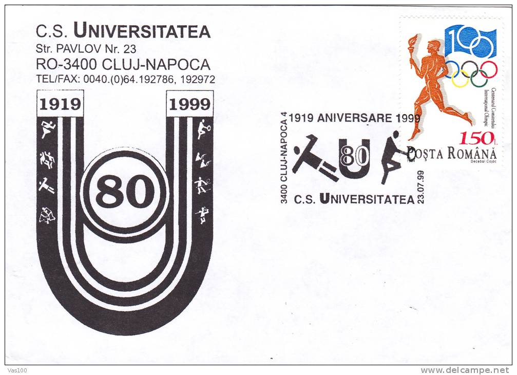 Handball UNIVERSITATEA CLUJ  Special Cover Oblit.Cluj 1999  - Romania. - Hand-Ball