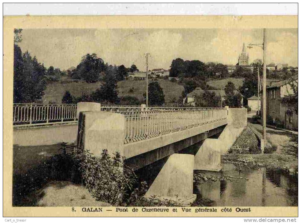 CPSM 65 GALAN. PONT DE CAZENEUVE ET VUE GENERALE COTE OUEST. EDIT MR N°8. 1954 - Galan