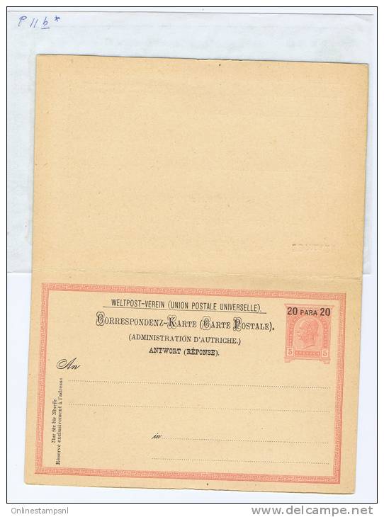 Österreich Levant Türkei: Carte Postale Mit Antwort Ferchenb. 11 / Michel P 11 B , - Oriente Austriaco