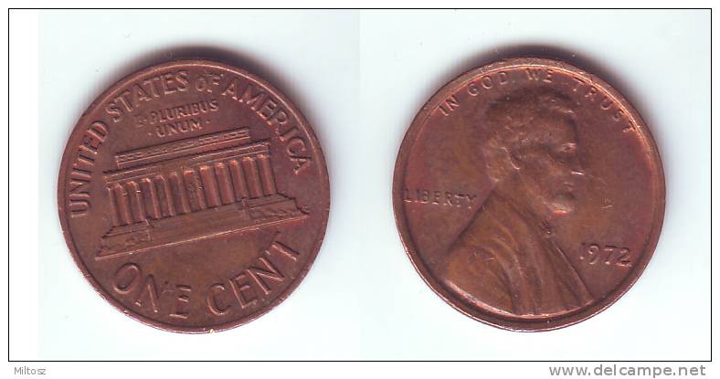 U.S.A. 1 Cent 1972 - 1959-…: Lincoln, Memorial Reverse