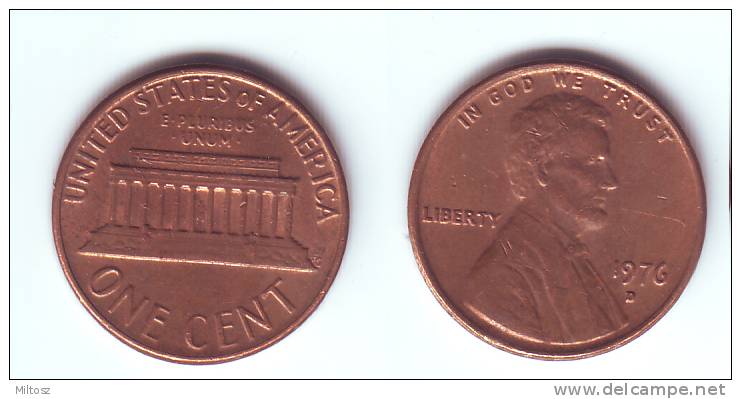 U.S.A. 1 Cent 1976 D - 1959-…: Lincoln, Memorial Reverse