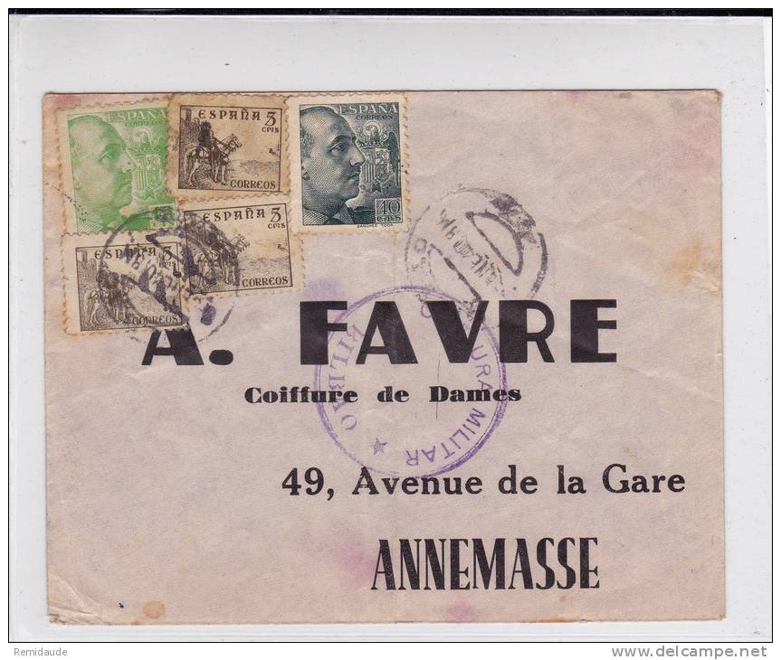 ESPAGNE - 1940 - ENVELOPPE Avec CENSURE De BILBAO Pour ANNEMASSE (SAVOIE) - Nationalists Censor Marks