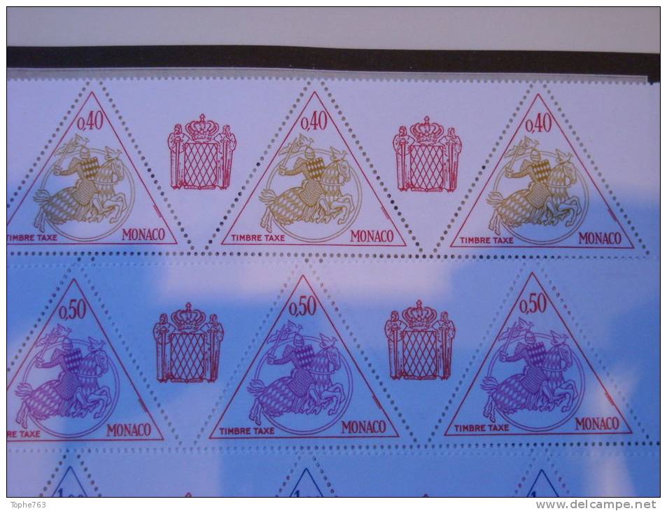 Monaco 1980 YT N° 68** Taxe Bloc De 3 Coin Daté - Other & Unclassified