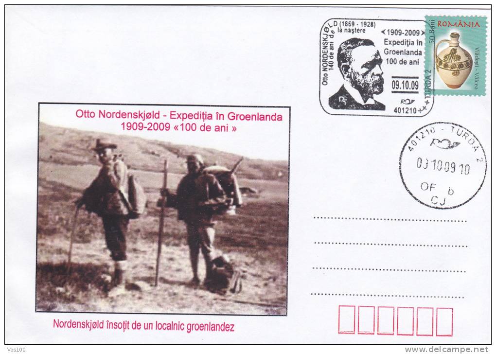 Otto Nordenskjold Expedition Explorer In Greenland In 2009,stationery Cover 2009 - Romania. - Explorateurs & Célébrités Polaires