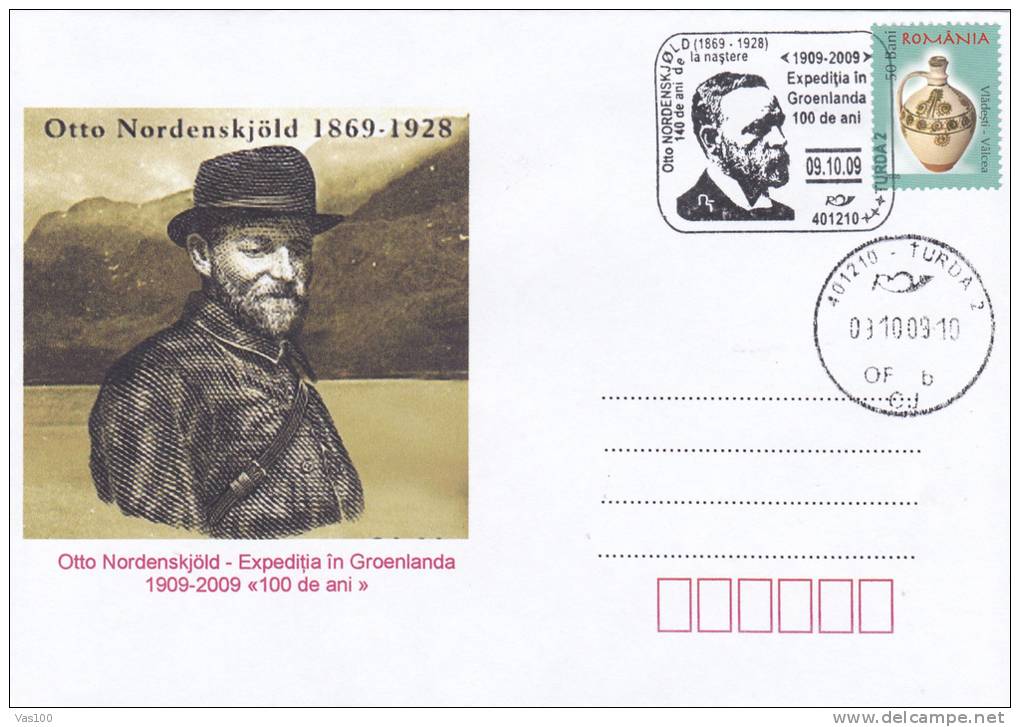 Otto Nordenskjold Expedition Explorer In Greenland In 2009,stationery Cover 2009 - Romania. - Explorateurs & Célébrités Polaires