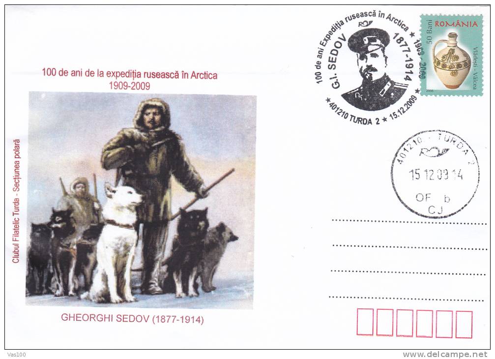 Russian Explorer Georgy Sedov In Antarctica And His Dog 1909,stationery Cover 2009 - Romania. - Polar Explorers & Famous People