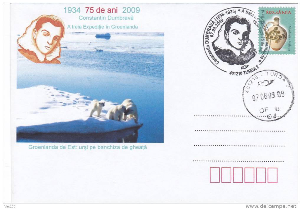 Constantin Dumbrava ,romanian Explorer In Antarctica,stationery Cover 2009 - Romania. - Polarforscher & Promis