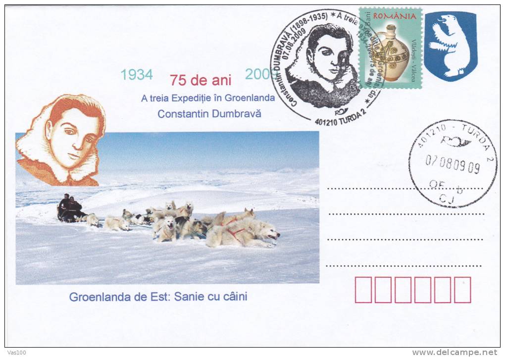 Constantin Dumbrava ,romanian Explorer In Antarctica,stationery Cover 2009 - Romania. - Explorateurs & Célébrités Polaires