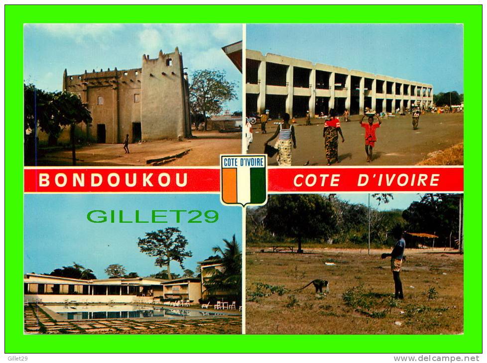 BOUDOUKOU, CÔTE D´IVOIRE - 4 MULTIVUES - HÔTEL ZANZAN - SAMORY - MARCHÉ - VILLAGE SINGES - IRIS - - Côte-d'Ivoire