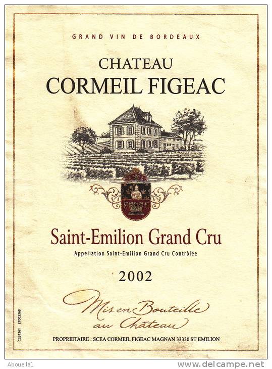 Chateau Cormeil Figeac-2002- Appellation Saint-Émilion Grand Cru - Bordeaux