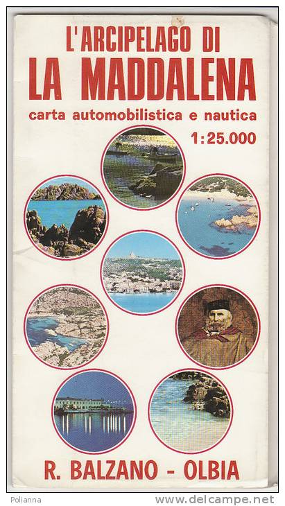 C0502 - CARTA AUTOMOBILISTICA E NAUTICA - ARCIPELAGO DELLA MADDALENA - SARDEGNA Balzano-Olbia 1980 - Zeekaarten