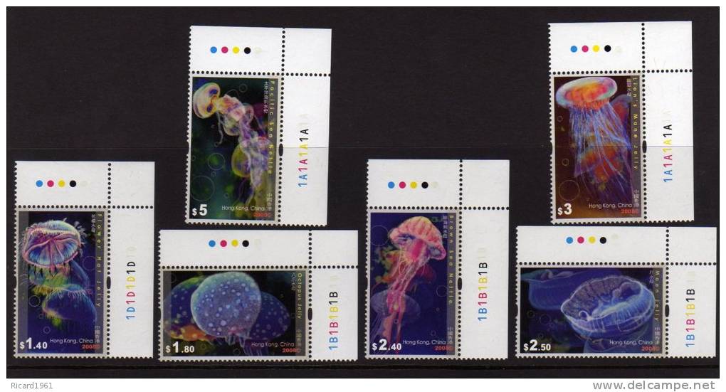 HONG KONG - CHINA - 6 V. - 2008 - JELLYFISH / MÉDUSES ** Mi 1487-52, Sn 1322-27, Yt 1391-96, Sg 1510-15, - Ungebraucht