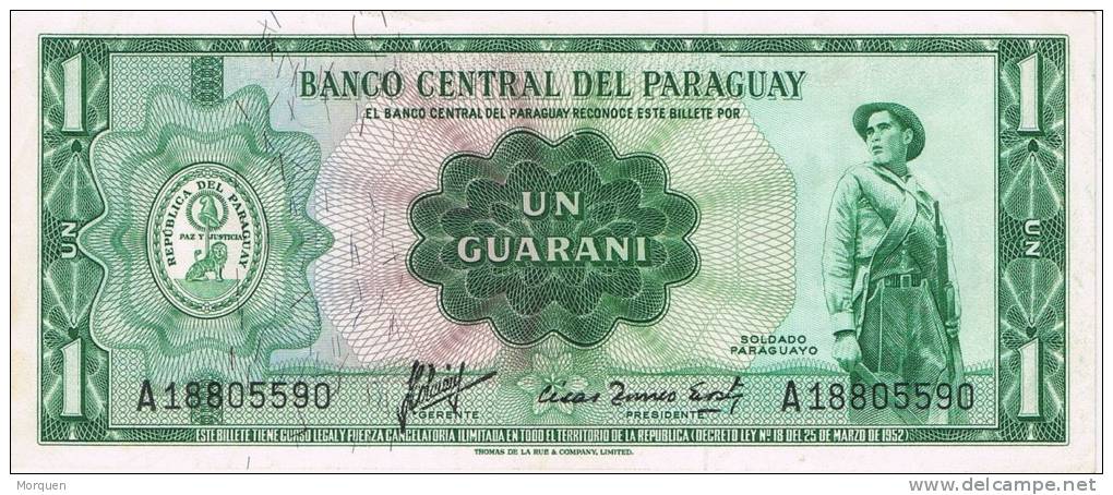 Billete 1 Guarani De PARAGUAY. Soldado Paraguayo EBC - Paraguay