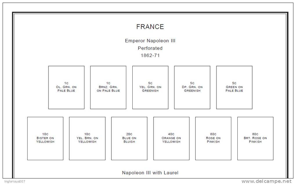 FRANCE STAMP ALBUM PAGES 1849-2011 (653 Pages) - Inglese