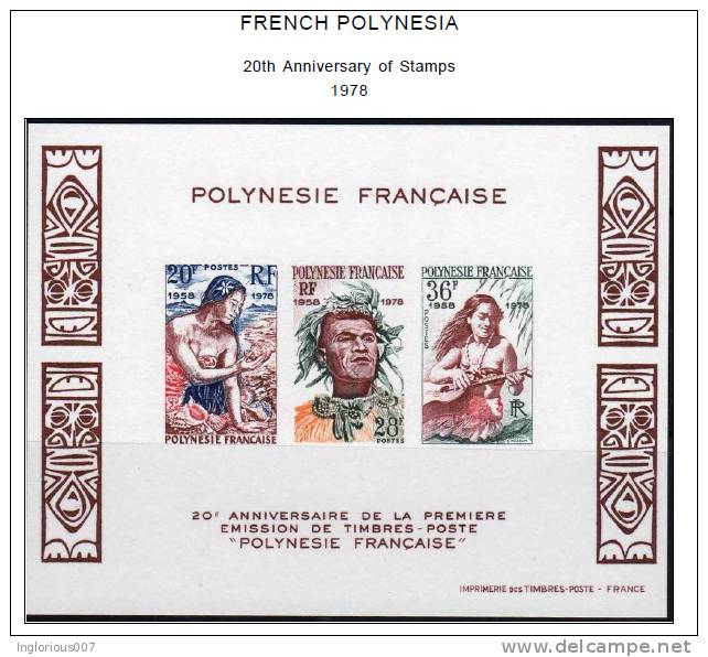 FRENCH POLYNESIA STAMP ALBUM PAGES 1892-2010 (192 color illustrated pages)