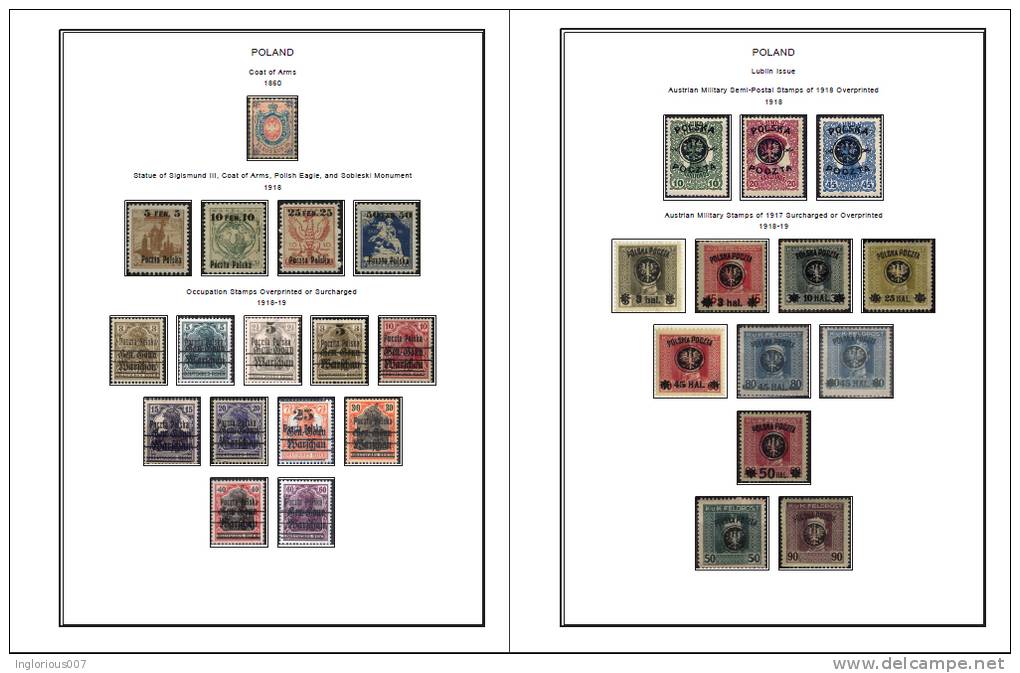 POLAND STAMP ALBUM PAGES 1860-2010 (578 Color Illustrated Pages) - Engels