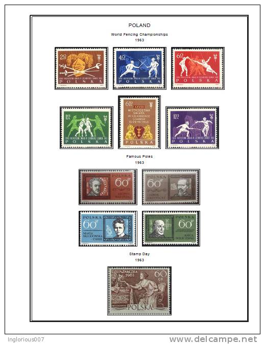 POLAND STAMP ALBUM PAGES 1860-2010 (578 color illustrated pages)
