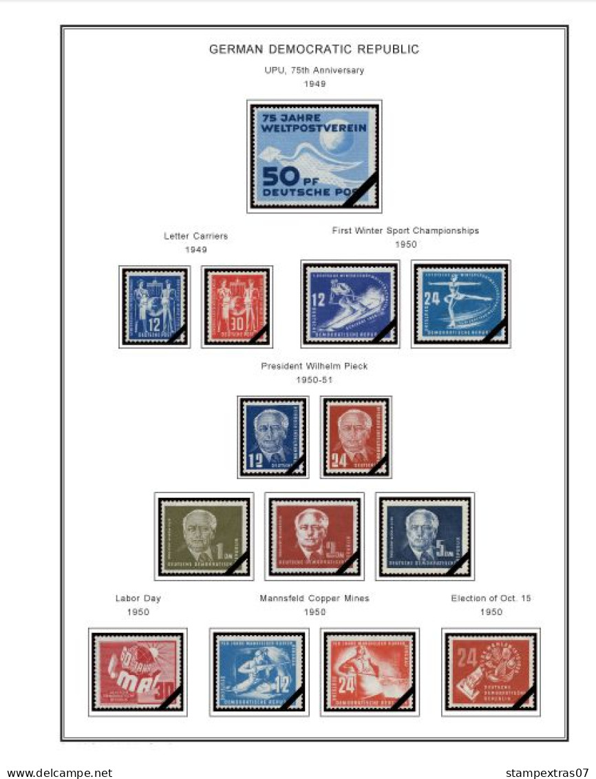 GERMANY (EAST - DDR) STAMP ALBUM PAGES 1949-1990 (334 Color Illustrated Pages) - English